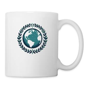 Weltkugel mit Blätterkranz - Tasse - Weiß - Rechts