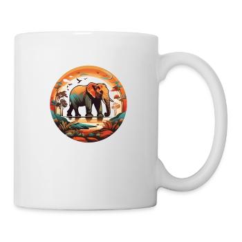 Afrikanischer Elefant Design - Tasse - Weiß - Rechts