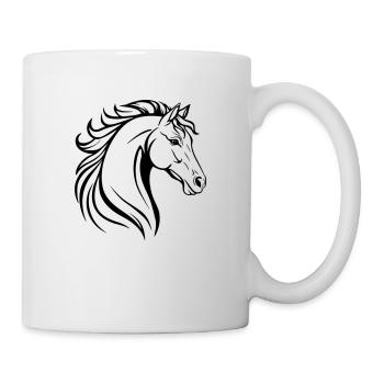 Pferd Illustration - Tasse - Weiß - Rechts