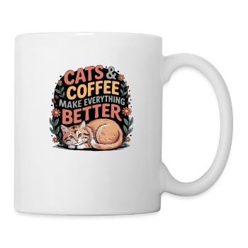 Katze und Kaffee ist alles was ich brauche - Tasse - Weiß - Rechts