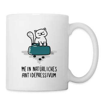 Meine Katze ist mein natürliches Antidepressivum - Tasse - Weiß - Rechts