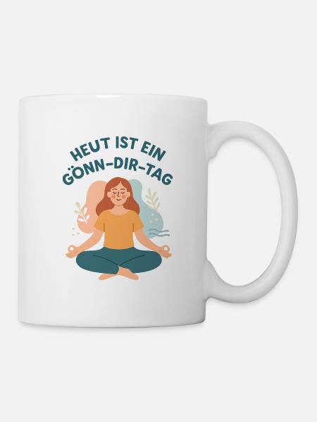 Meditation und Selbstfuersorge - Tasse - Weiß