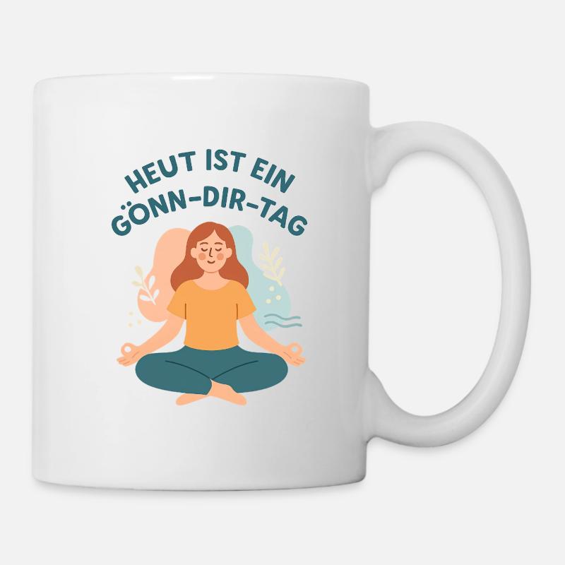 Meditation und Selbstfuersorge - Tasse - Weiß