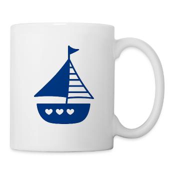 Verspieltes Herzboot Design - Tasse - Weiß - Rechts