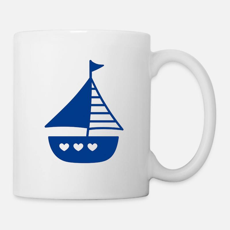 Verspieltes Herzboot Design - Tasse - Weiß
