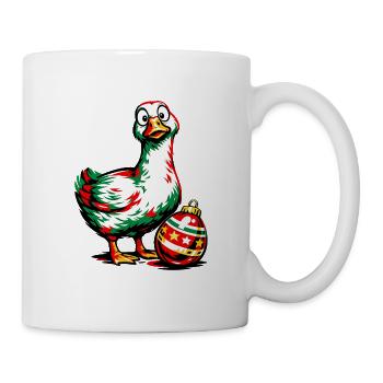 Gans mit Weihnachtskugel - Ei . 1 - Tasse - Weiß - Rechts
