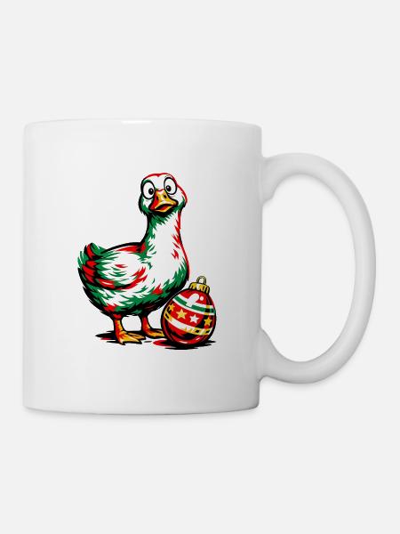 Gans mit Weihnachtskugel - Ei . 1 - Tasse - Weiß
