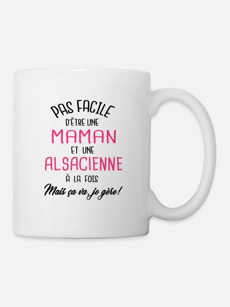 Pas facile d'être maman et Alsacienne - Mug blanc - blanc