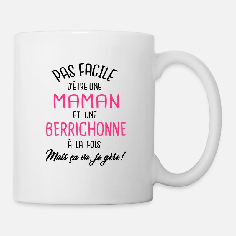 Pas facile d'être maman et Berrichonne - Mug blanc - blanc