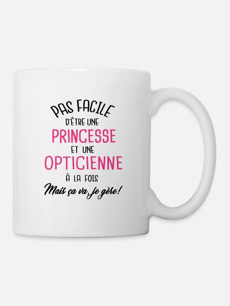 Pas facile d'être princesse et opticienne - Mug blanc - blanc