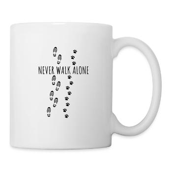 NEVER WALK ALONE dogs sayings footprint paws - Mug - white - Right