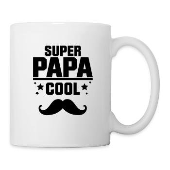 SUPER PAPA COOL MUSTACHE, quote, message - Mug - white - Right