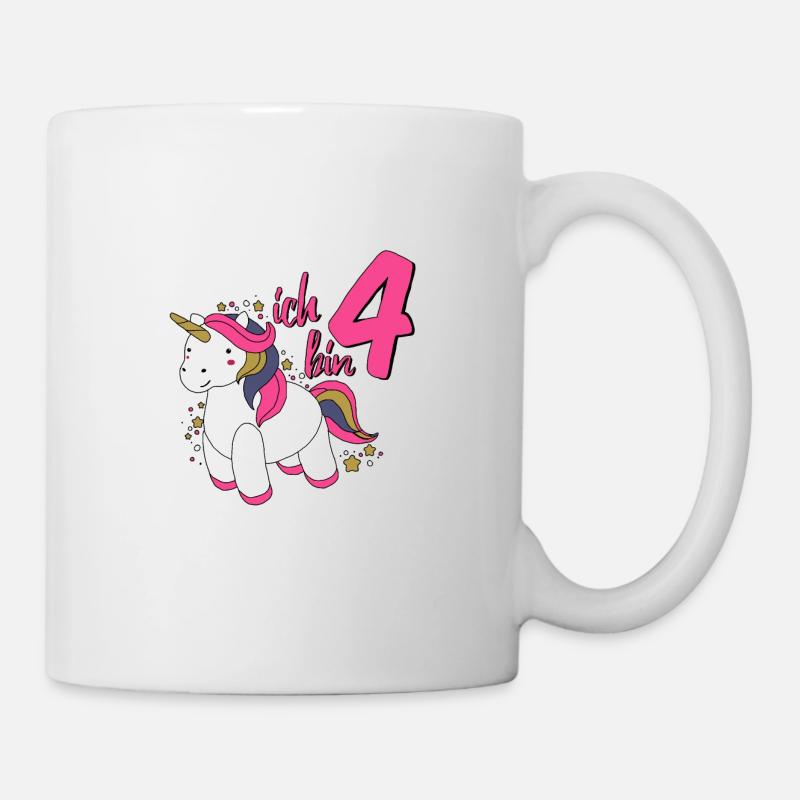 Einhorn Kinder Ich bin schon 4 - Einhorn - Tasse - Weiß