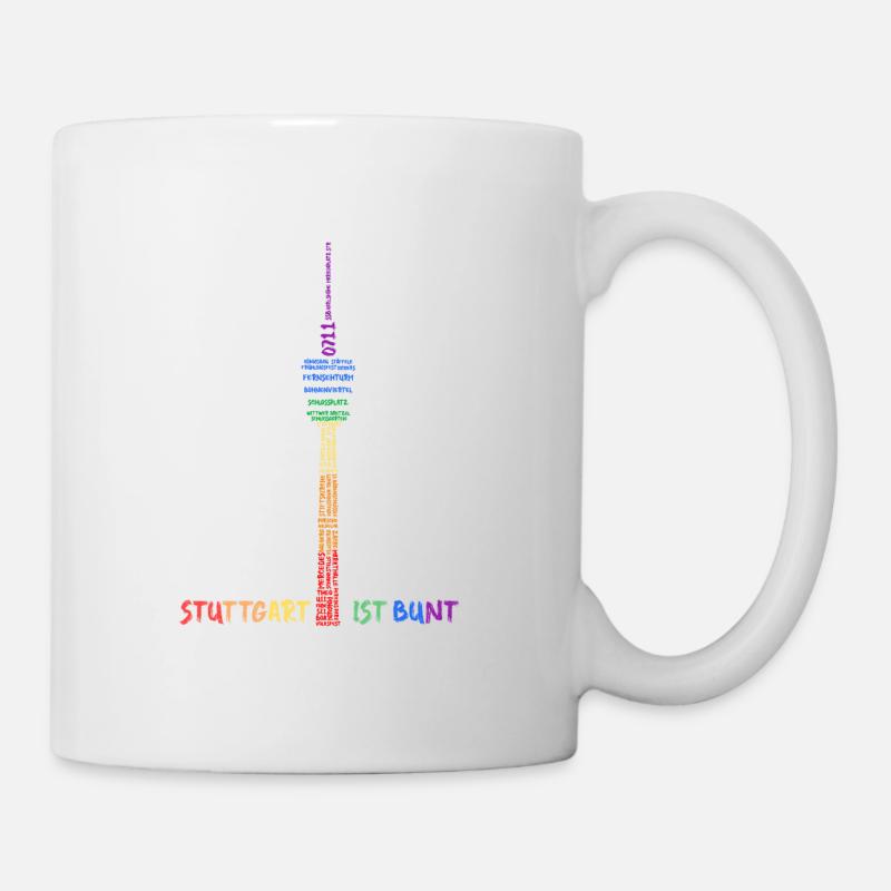 Stuttgarter Fernsehturm PRIDE Stuttgart ist bunt - Tasse - Weiß