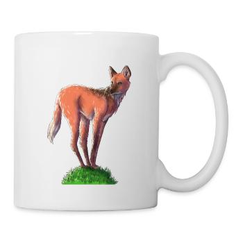Loup à crinière sur | de colline Chien | Fuchs | Loup - Mug blanc - blanc - Droite
