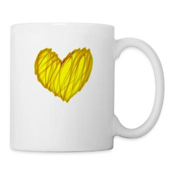 Herz gelb Geschenkidee Liebe Valentinstag - Tasse - Weiß - Rechts