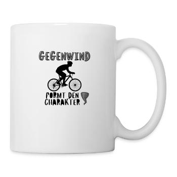 Gegenwind formt den Charakter Radfahrer Spruch - Tasse - Weiß - Rechts