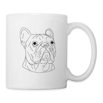 Französische Bulldogge - Tasse - Weiß - Rechts