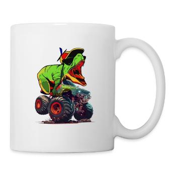 Monstertruck mit Dino T-Rex Dinosaurier Geschenk - Tasse - Weiß - Rechts