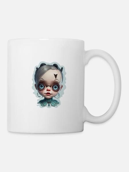 Horror Puppe Halloween - Tasse - Weiß