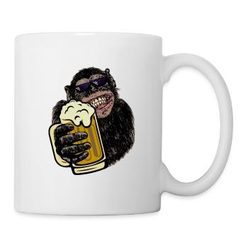 Singe avec de la bière bière buveur de bière chemise cadeau - Mug blanc - blanc - Droite