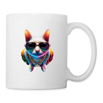 Cool hip-hop cat with sunglasses and gold chain - Mug - white - Right