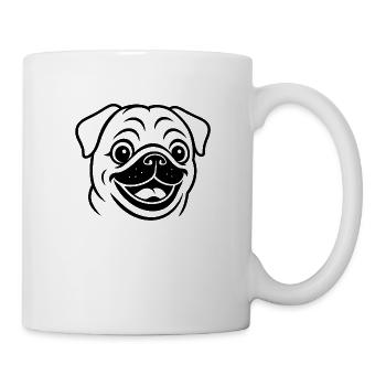 TinyPaws Black & White Edition Mops Style b - Tasse - Weiß - Rechts