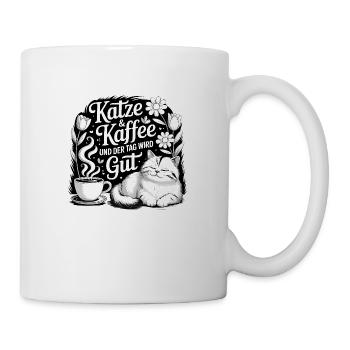 Katze und Kaffee ist alles was ich brauche - Tasse - Weiß - Rechts