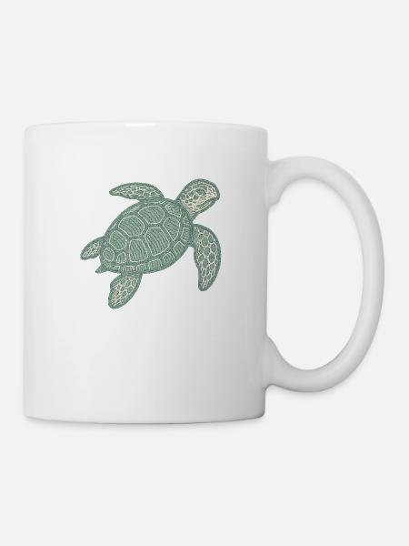 Stick-Schildkröte - Tasse - Weiß