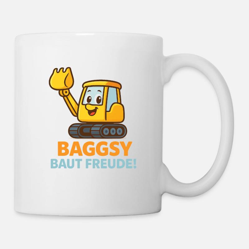 Bagger Mit Freundlichem Gesicht - Tasse - Weiß