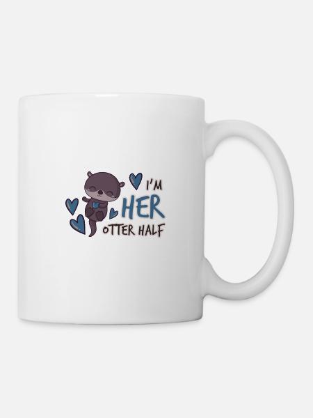 Her Otter aidé - doux look partenaire pour lui, loutres - Mug blanc - blanc