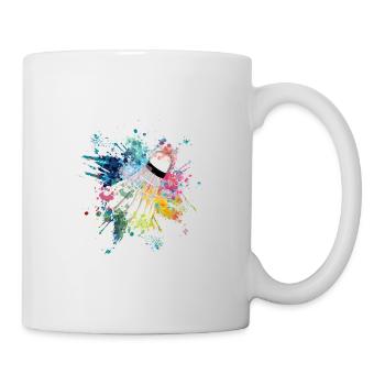 Wasserfabe Farbexplosion Splash Design Federball - Tasse - Weiß - Rechts