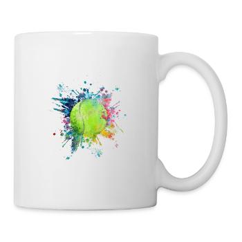 Wasserfabe Farbexplosion Splash Design Tennisball - Tasse - Weiß - Rechts