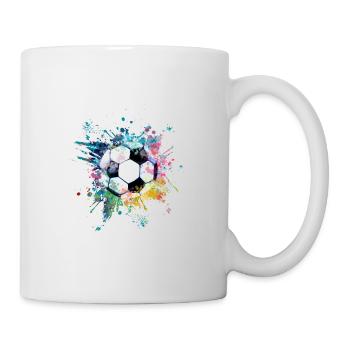 Wasserfabe Farbexplosion Splash Design Fußball - Tasse - Weiß - Rechts