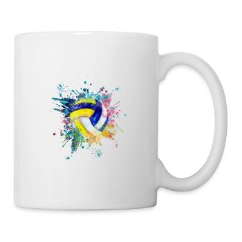 Wasserfabe Farbexplosion Splash Design Volleyball - Tasse - Weiß - Rechts