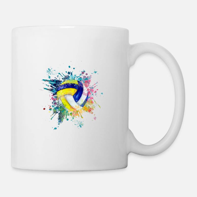Wasserfabe Farbexplosion Splash Design Volleyball - Tasse - Weiß