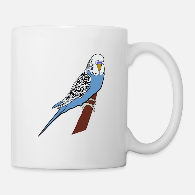 Perruche bleu oiseau oiseau de compagnie idée cadeau - Mug blanc - blanc