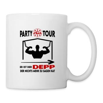 JGA Er ist der Depp der nichts mehr zu sagen hat - Tasse - Weiß - Rechts