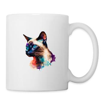 Multi-colored portrait of a Siamese cat Watercolor - Mug - white - Right