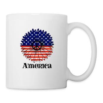 4. Juli Amerika-Flagge Sonnenblume - Tasse - Weiß - Rechts