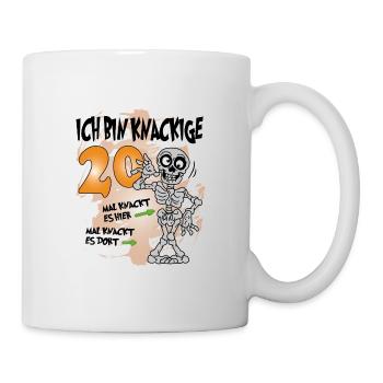 Geburtstag 20 Knackige Jahre Skelett Knochen - Tasse - Weiß - Rechts