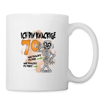 Geburtstag 70 Knackige Jahre Skelett Knochen - Tasse - Weiß - Rechts