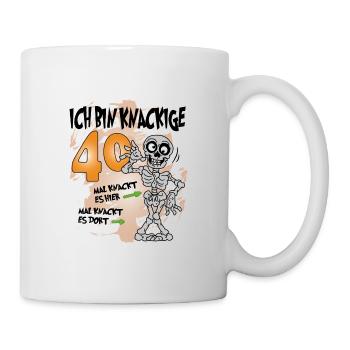 Geburtstag 40 Knackige Jahre Skelett Knochen - Tasse - Weiß - Rechts