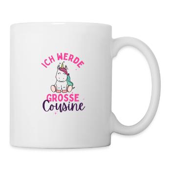 Ich werde Große Cousine 2024 Loading Einhorn Herz - Tasse - Weiß - Rechts