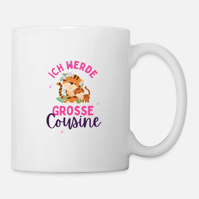 Ich werde Große Cousine 2024 Loading Tiger Herz - Tasse - Weiß