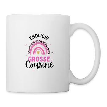 Große Cousine 2024 Loading Regenbogen Herz - Tasse - Weiß - Rechts