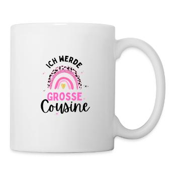 Große Cousine 2024 Loading Regenbogen Herz - Tasse - Weiß - Rechts