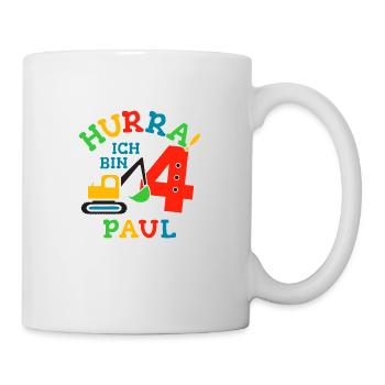 Name Paul 4. Geburtstag Personalisiert - Tasse - Weiß - Rechts