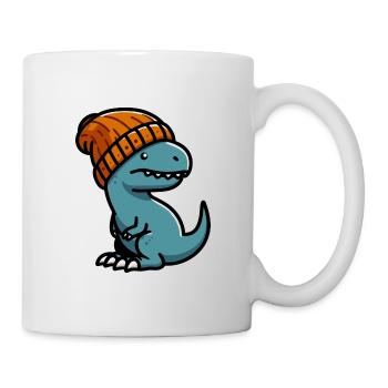 Baby T Rex Dino Dinosaurier Beanie Mütze Sticker - Tasse - Weiß - Rechts