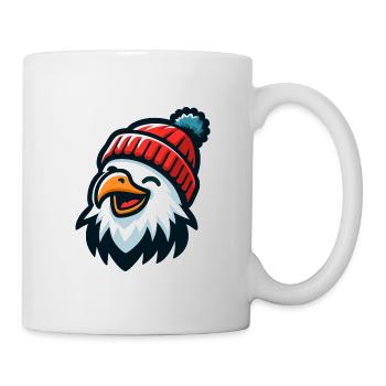 Laughing Eagle Head Eagle Head with Beanie Hat - Mug - white - Right